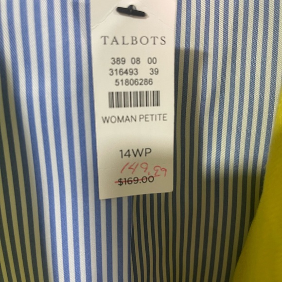 NWT Talbots Women's one button Yellow Blazer - Picture 6 of 8